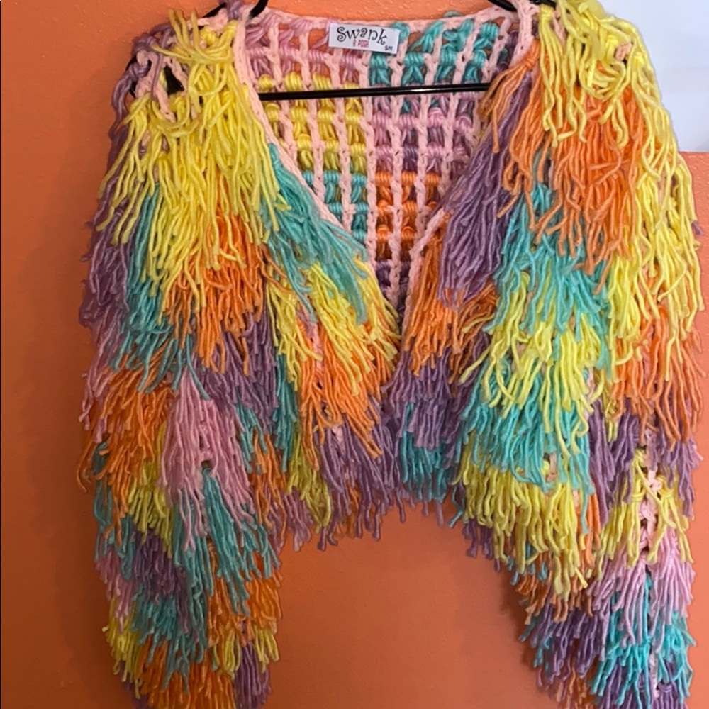 Women’s Pastel Multicolor Fringe Sweater